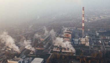 Factory Emitting Smoke And Contributing To Air Pollution Seen From Above.